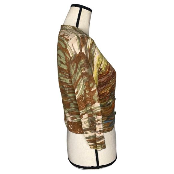 Anthropologie Charlie & Robin Print Linen Blend Cropped Cardigan   Size: S - Picture 2 of 4